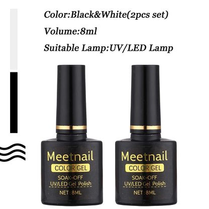 2-Piece Black & White Gel Nail Set