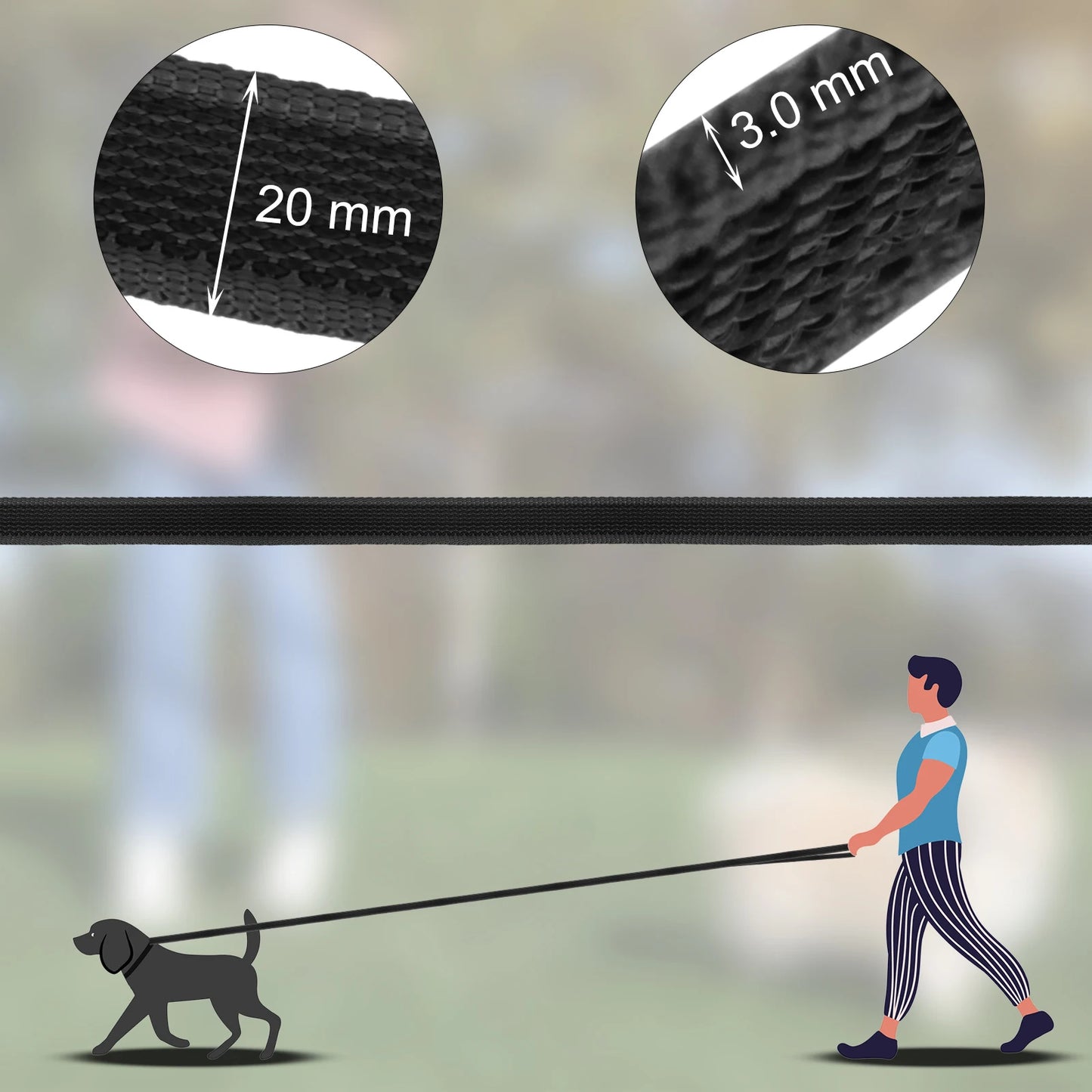 Dual-Color Dog Leash – 1.5m to 15m