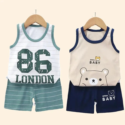 Kids Summer Cotton Vest & Shorts Set