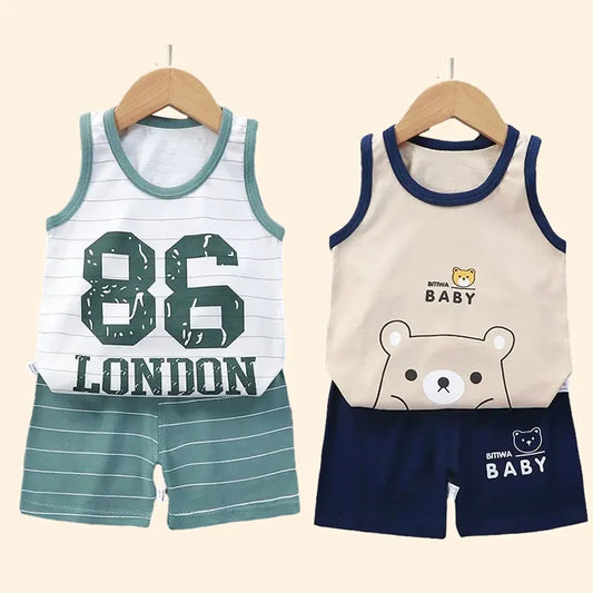 Kids Summer Cotton Vest & Shorts Set