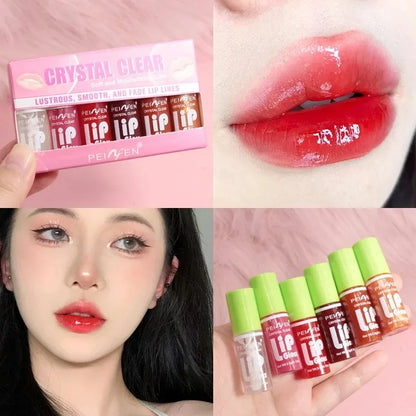 6PCS Hydrating Lip Gloss Set – Transparent & Plumping