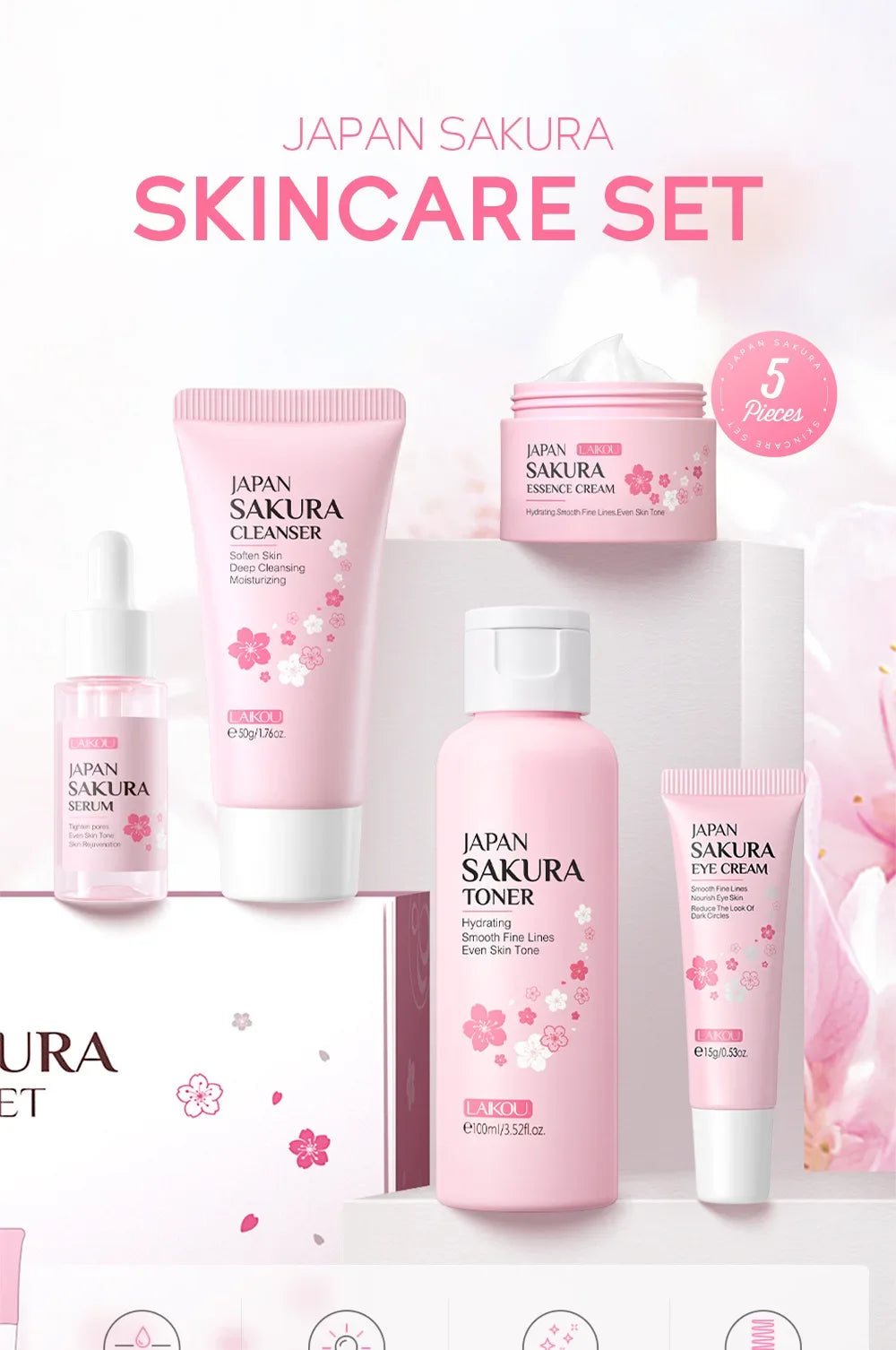 LAIKOU Sakura 5-Piece Skin Care Set