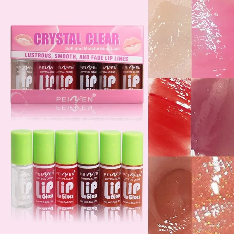 6PCS Hydrating Lip Gloss Set – Transparent & Plumping