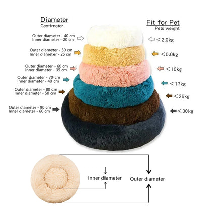 Round Plush Pet Bed – Large & Medium Dogs