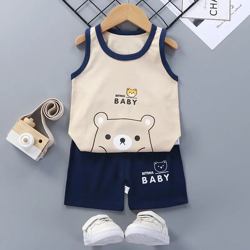 Kids Summer Cotton Vest & Shorts Set