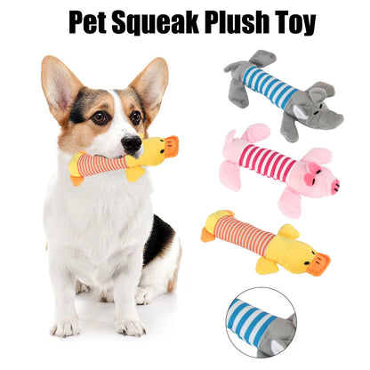 Plush Squeaky Pet Toys – Elephant, Duck, Pig