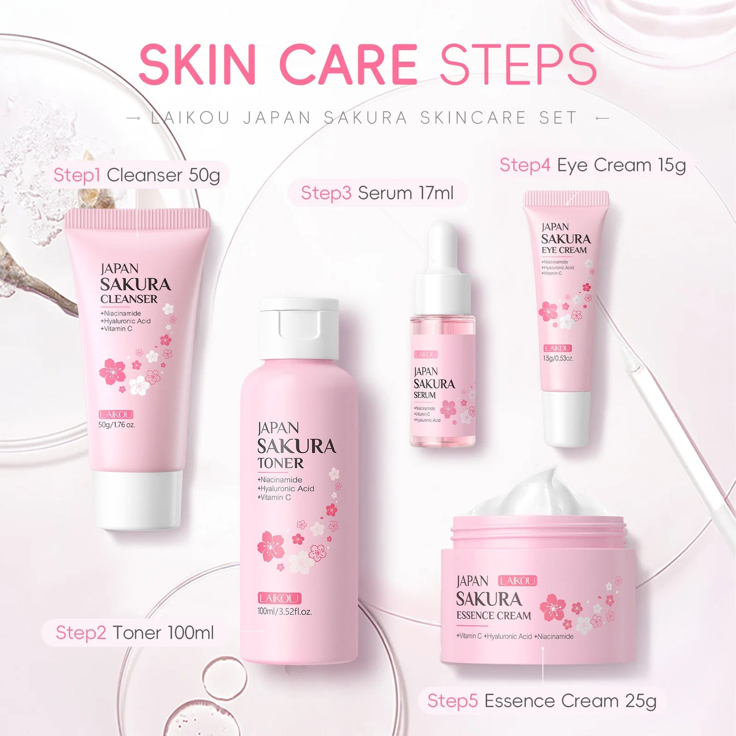 LAIKOU Sakura 5-Piece Skin Care Set