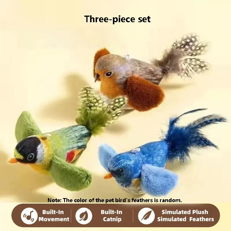 Bird Sound Cat Toy with Elastic Rope