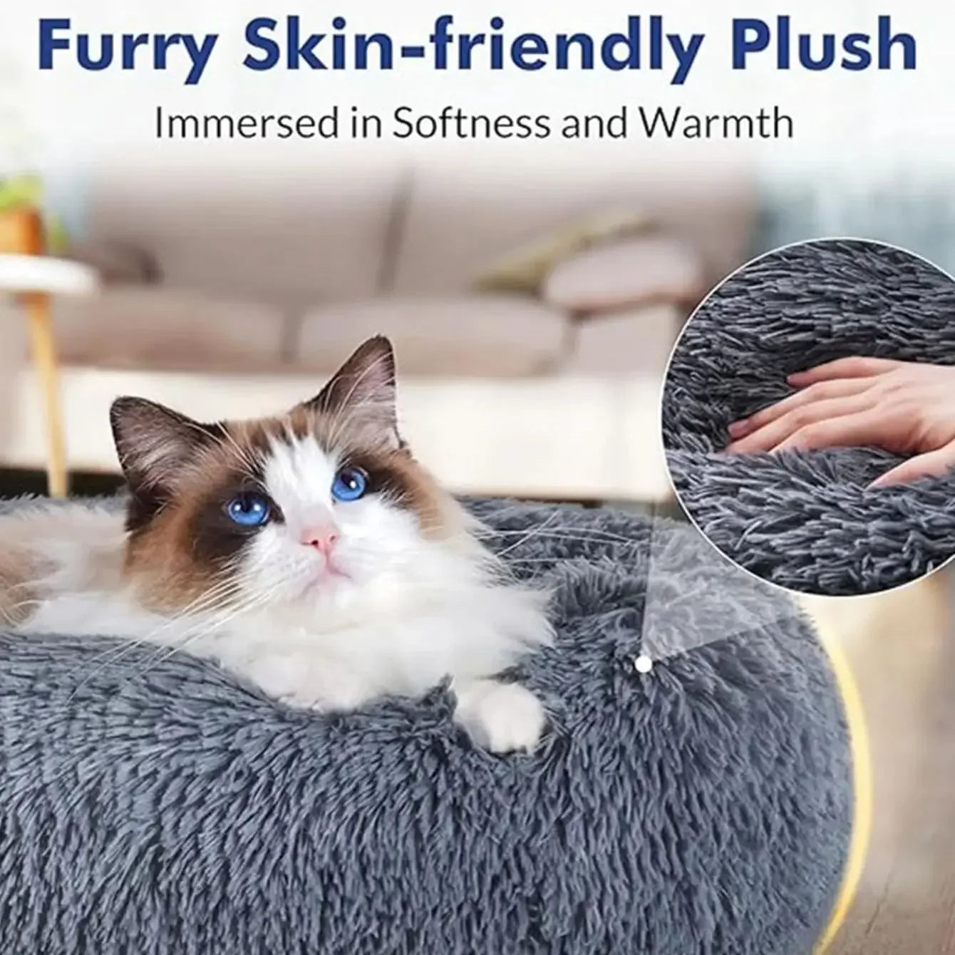 Round Plush Pet Bed – Large & Medium Dogs
