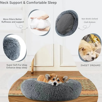 Round Plush Pet Bed – Large & Medium Dogs