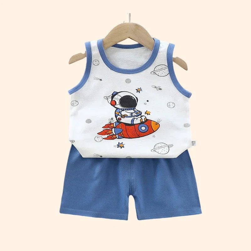 Kids Summer Cotton Vest & Shorts Set