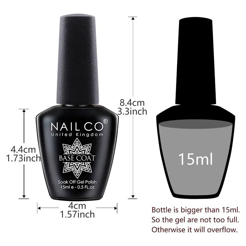 NAILCO 15ml Gel Nail Kit – Base & Top Coat
