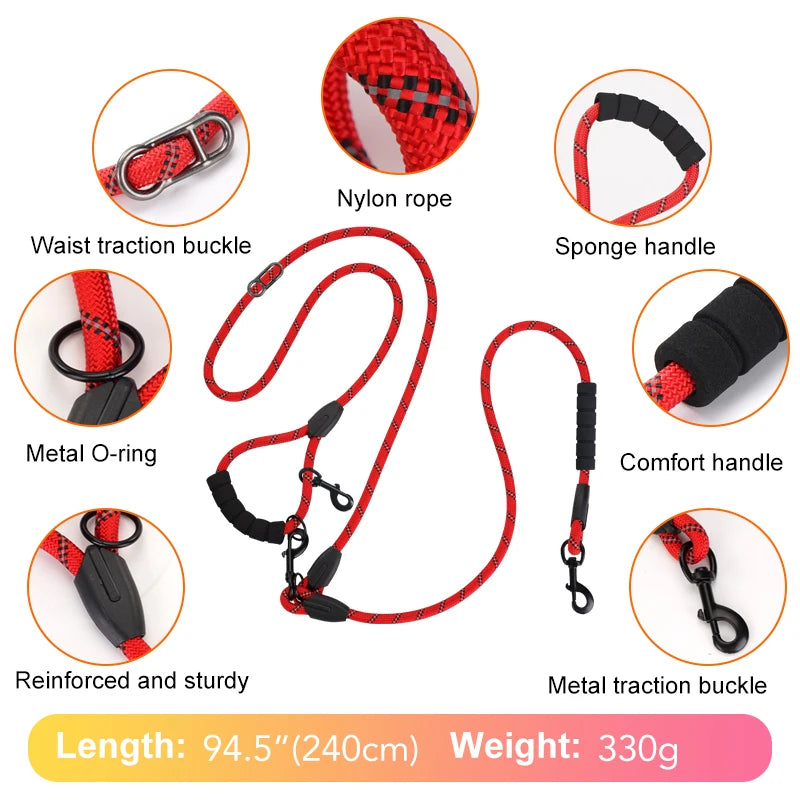 Heavy-Duty 7.8ft Dog Leash with Padded Handle