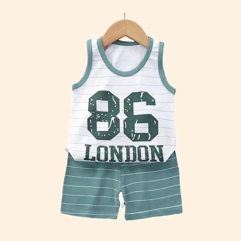 Kids Summer Cotton Vest & Shorts Set