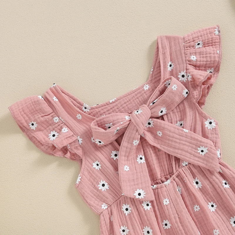 Girls Cotton Floral Summer Romper