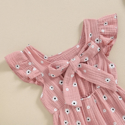 Girls Cotton Floral Summer Romper