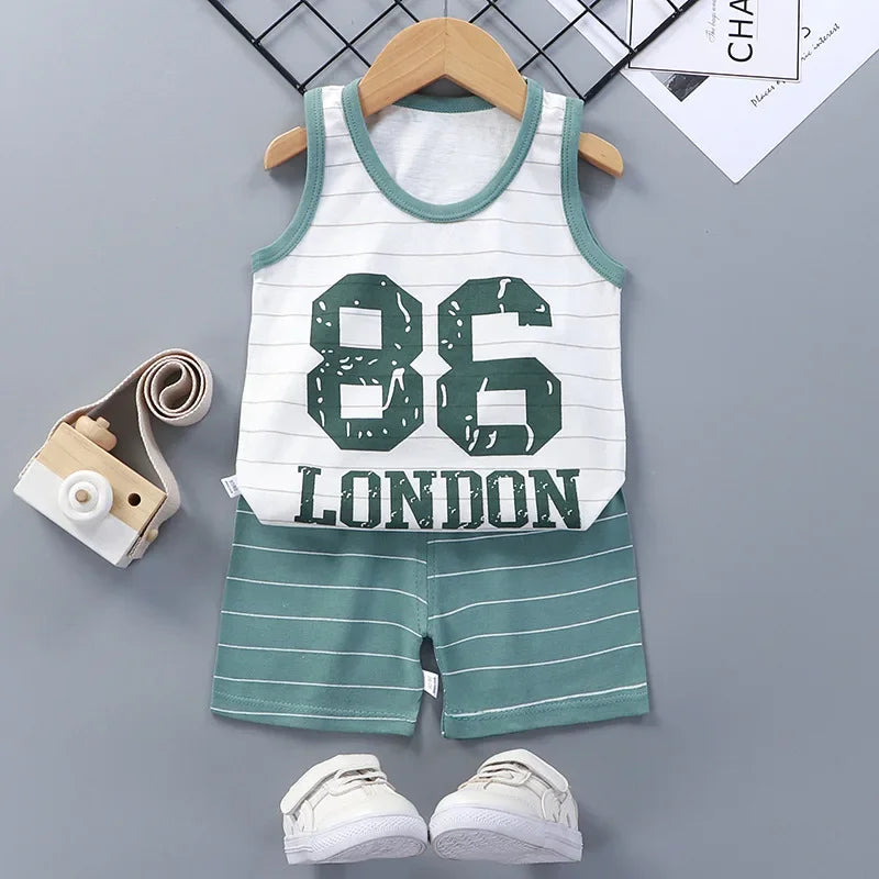 Kids Summer Cotton Vest & Shorts Set