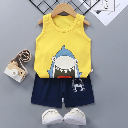 Kids Summer Cotton Vest & Shorts Set