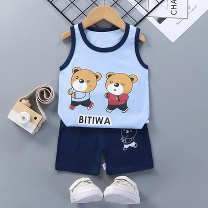 Kids Summer Cotton Vest & Shorts Set