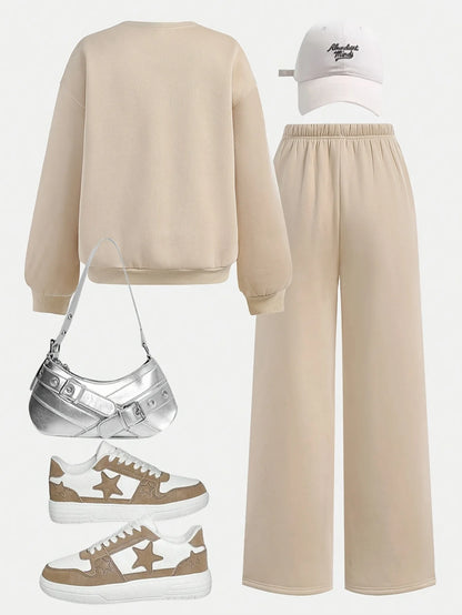 Girls’ Autumn 2-Piece Outfit – Pullover & Pants