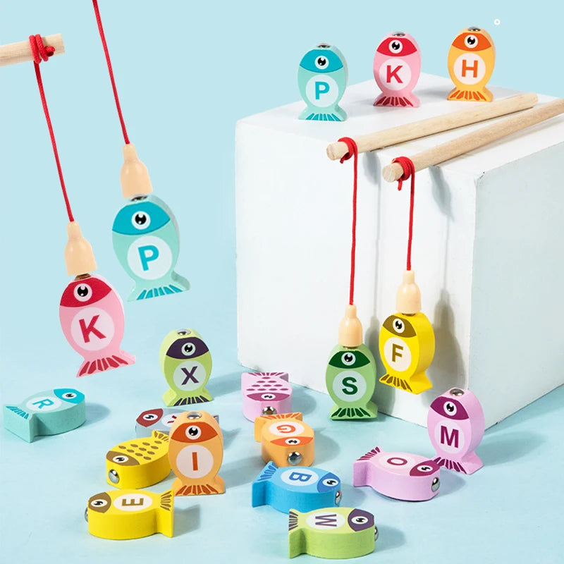 Wooden Educational Fishing Game for Kids