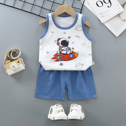 Kids Summer Cotton Vest & Shorts Set