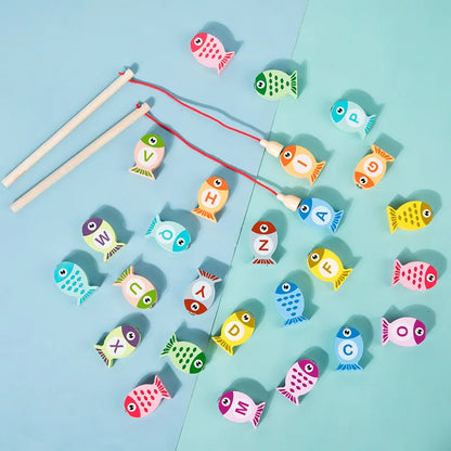 Wooden Educational Fishing Game for Kids