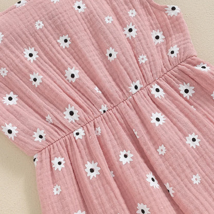 Girls Cotton Floral Summer Romper