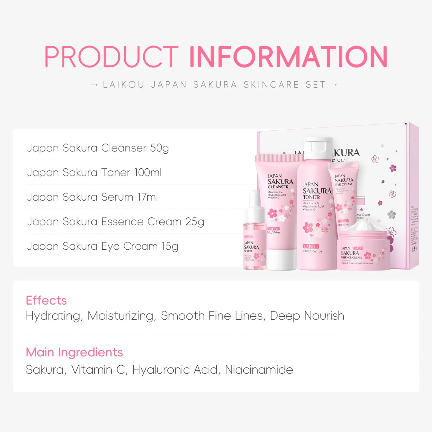 LAIKOU Sakura 5-Piece Skin Care Set