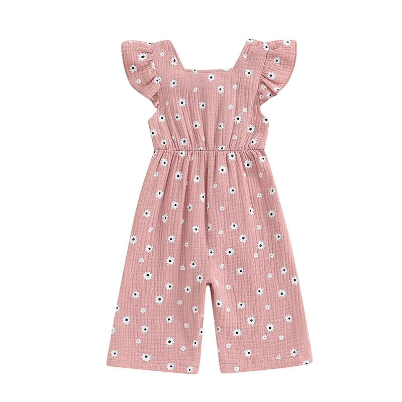 Girls Cotton Floral Summer Romper