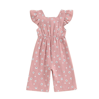 Girls Cotton Floral Summer Romper