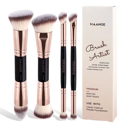 MAANGE 4-Piece Dual-Ended Makeup Brush Set