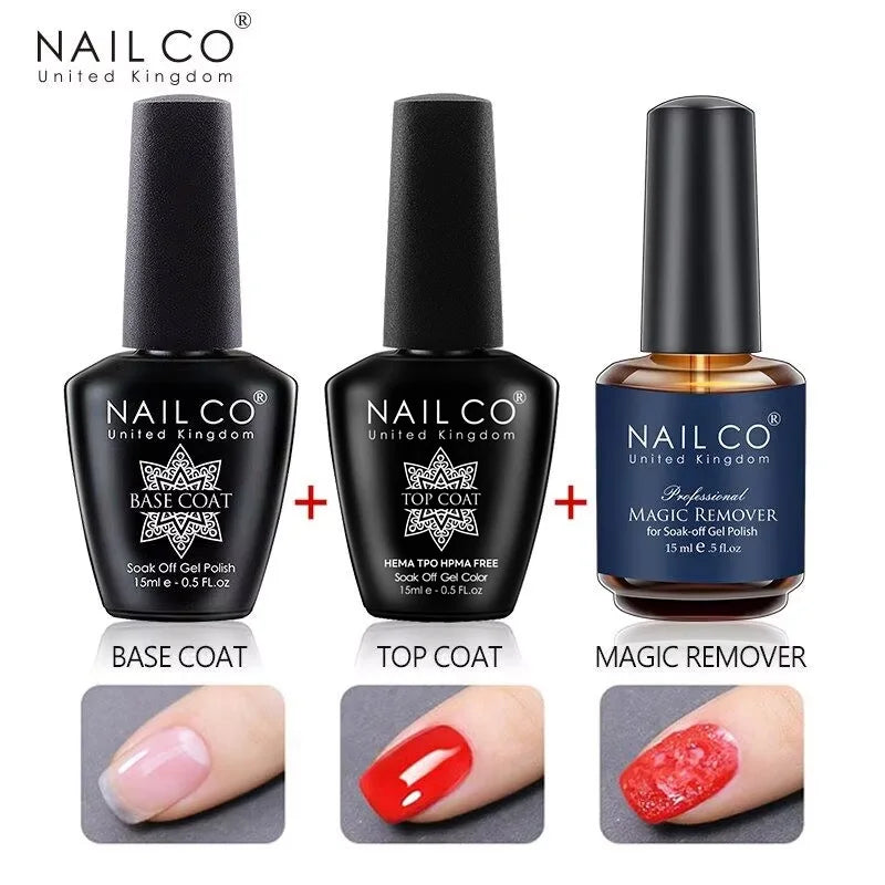 NAILCO 15ml Gel Nail Kit – Base & Top Coat