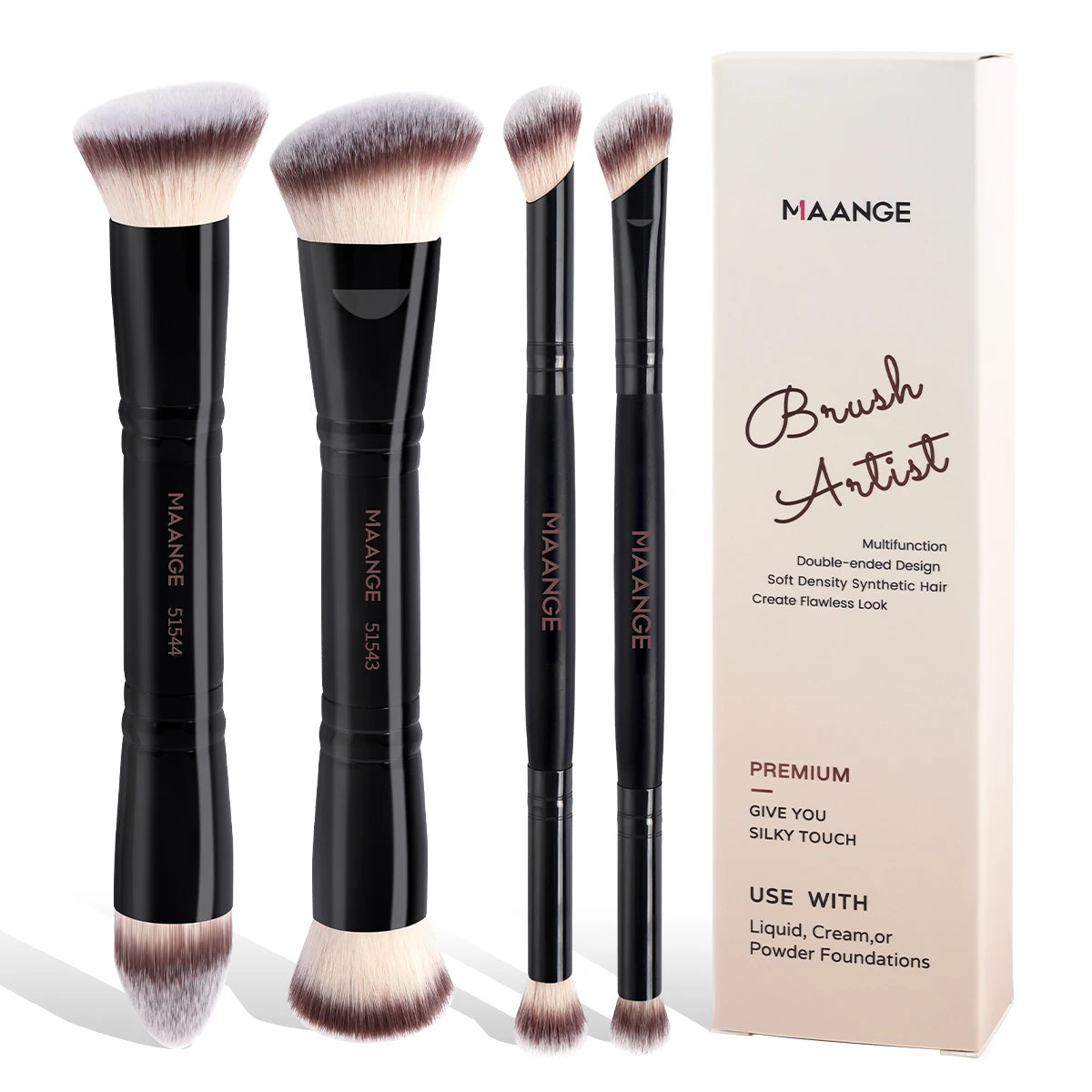 MAANGE 4-Piece Dual-Ended Makeup Brush Set
