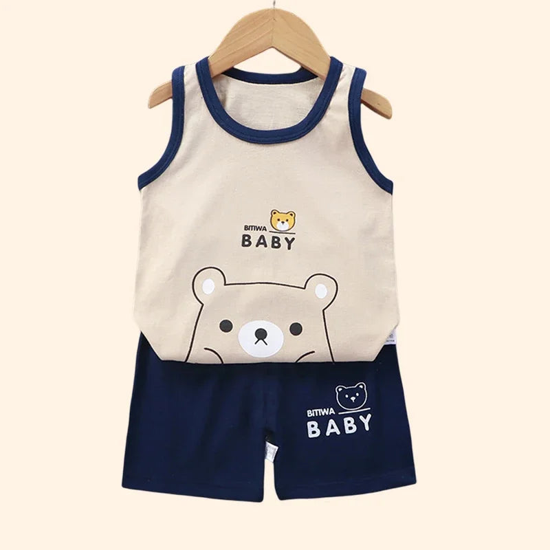 Kids Summer Cotton Vest & Shorts Set