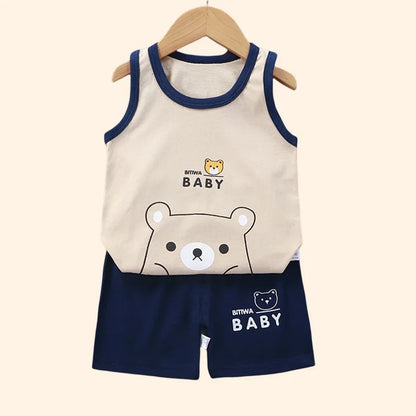 Kids Summer Cotton Vest & Shorts Set