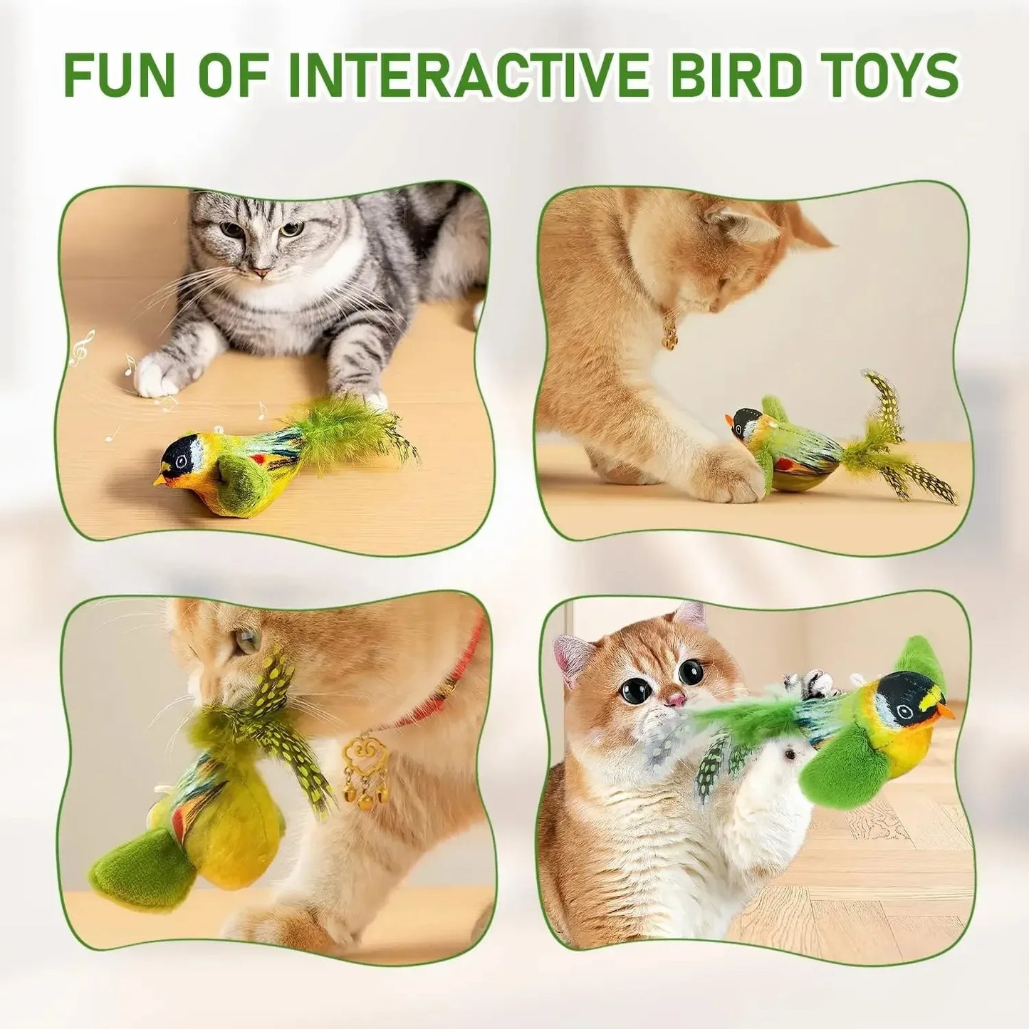 Bird Sound Cat Toy with Elastic Rope