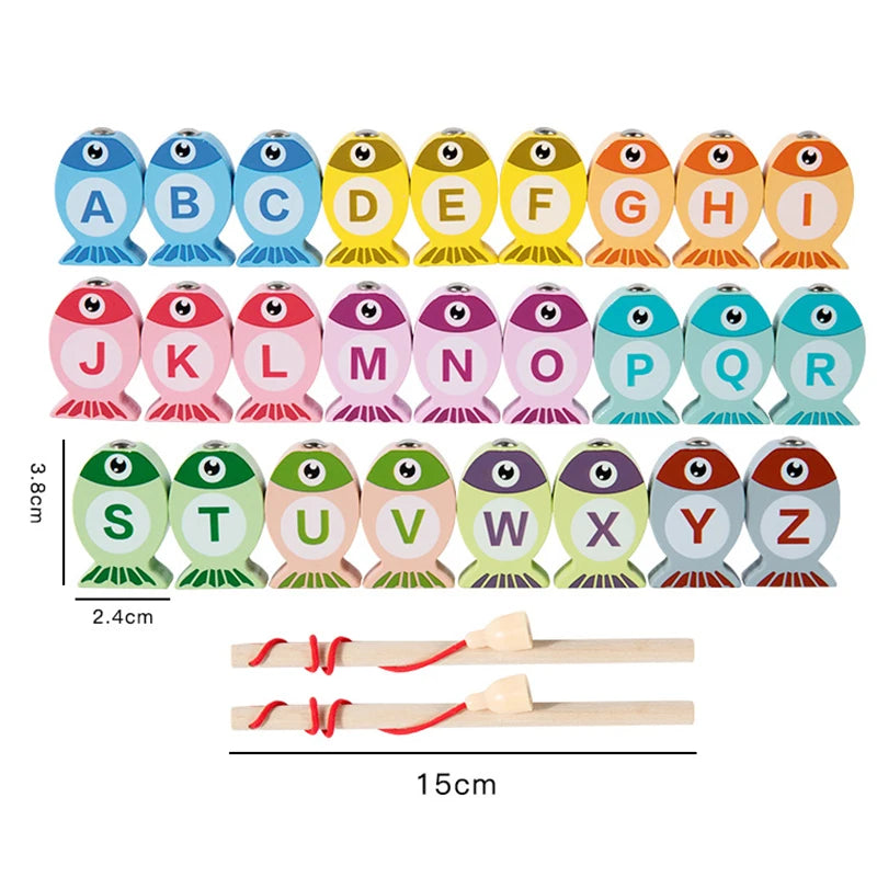 Wooden Educational Fishing Game for Kids
