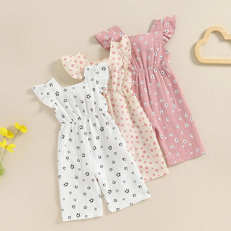Girls Cotton Floral Summer Romper