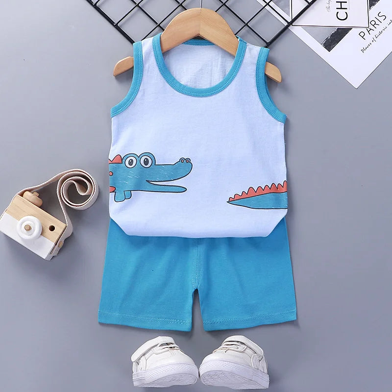 Kids Summer Cotton Vest & Shorts Set